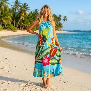 Hot Sale Halter Dress Rayon Hand Painted from Bali